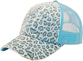 img 4 attached to Stylish Low Profile Canvas Leopard Printed Mesh Cap - Brown W40S52B: Stand Out in Fashion