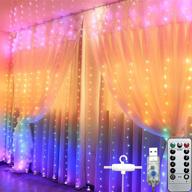 🌈 fuurin window curtain string light with 280 led, remote control, 8 lighting modes - usb powered waterproof fairy light for indoor girls bedroom, party, wedding, home wall decorations in rainbow color логотип