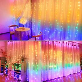 img 3 attached to 🌈 Fuurin Window Curtain String Light with 280 LED, Remote Control, 8 Lighting Modes - USB Powered Waterproof Fairy Light for Indoor Girls Bedroom, Party, Wedding, Home Wall Decorations in Rainbow Color