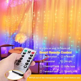 img 2 attached to 🌈 Fuurin Window Curtain String Light with 280 LED, Remote Control, 8 Lighting Modes - USB Powered Waterproof Fairy Light for Indoor Girls Bedroom, Party, Wedding, Home Wall Decorations in Rainbow Color