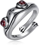 vintage silver frog ring: adjustable open ring for women and 🐸 men - personalized funny birthday party jewelry gift featuring cute animal design logo