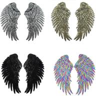 👼 sparkling sequin angel wings patches: 4 pairs of iron-on embellishments for diy decoration of jackets, clothes, and gifts logo