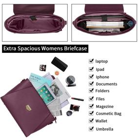 img 3 attached to 👜 Claret Briefcase for Women: 15.6 Laptop Bag, Business Messenger Bag, Work Tote Bag with Padded Compartment for Tablet Notebook Ultrabook – Professional Shoulder Purse