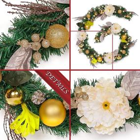 img 2 attached to 🎄 WBHome Gold Themed Pre-lit 9 ft Christmas Garland: 50 LED Lights, Battery Operated, 200 Branch Tips - Festive Holiday Decorations (Batteries NOT Included)