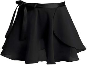 img 4 attached to 🩰 Classic Chiffon Pull-On Wrap Skirt Ballet Dance Collection for Girls by Freebily: Circular Skating Over Scarf Tutu Skirts