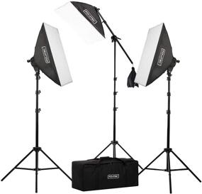 img 4 attached to 📸 Fovitec 3-Light Fluorescent Studio Lighting Kit with Boom Arm, 20x28-inch Softboxes, 11 45W Bulbs, Light Stands, and Carry Case for Portraits, Product Photography, Vlogging, Video Conferencing, and Live Streaming