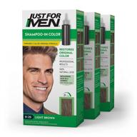 🏻 just for men shampoo-in color - light brown, h-25, 3 pack with keratin and vitamin e, gray hair coloring for men (formerly original formula, packaging may vary) logo