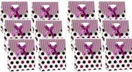 set of 12 purple polka dot gift boxes bags, bulk, 6 x 5 x 2-1/2 inch with 12 white options logo