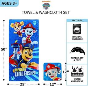 img 1 attached to Top-rated Paw Patrol Kids Bath and Beach Towel Set with Washcloth - Soft Cotton Terry, 50 in x 25 in