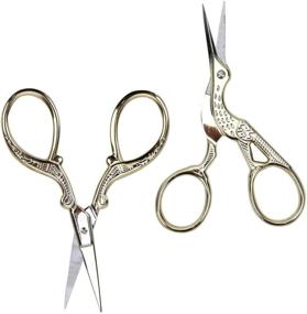 img 3 attached to AQUEENLY Embroidery Scissors: Deluxe Stainless Steel Stork Scissors for Crafting, Sewing, and Needlework - 2 Pcs (3.6 Inches, Gold)