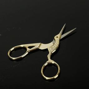 img 1 attached to AQUEENLY Embroidery Scissors: Deluxe Stainless Steel Stork Scissors for Crafting, Sewing, and Needlework - 2 Pcs (3.6 Inches, Gold)