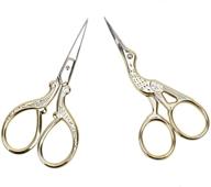 aqueenly embroidery scissors: deluxe stainless steel stork scissors for crafting, sewing, and needlework - 2 pcs (3.6 inches, gold) logo