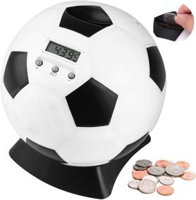 img 4 attached to ⚽️ Lefree Coin Bank Soccer Shape Piggy Bank LCD Display for Kids Money Counting Soccer Ball Coin Bank