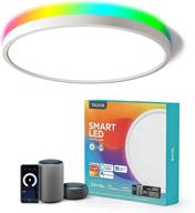 🔆 taloya smart ceiling light, flush mount led ceiling light compatible with alexa and google home, 15.8 inch round light fixtures ceiling mount 28w white front with rgb back round light for bedroom and living room, etl listed логотип