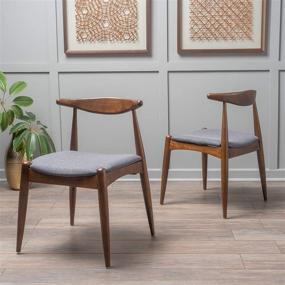 img 4 attached to 🪑 GDF Studio Sandra Mid-Century Modern Dining Chairs: Charcoal and Natural Walnut, Set of 2
