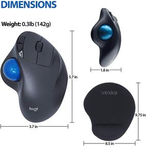 img 2 attached to 🖱️Улучшенная беспроводная трекбол-мышь Logitech M570 Dark Gray с эргономичным правосторонним дизайном + Logitech USB Unifying Receiver и Vexko Black эргономичная коврик для мыши с гелевой опорой для запястья