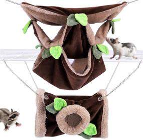 img 4 attached to 🐹 LeerKing Small Animal 3 Tier Hammock – Coral Fleece Guinea Pig Ferret Hanging Tunnel Hideout – Cage Bed for Hamster, Chinchilla, Sugar Glider