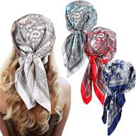 🧣 satin silk head scarves hair scarf set: 4-piece cashew square scarves for women & girls – perfect for hairstyle decorations logo