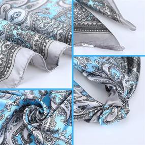 img 2 attached to 🧣 Satin Silk Head Scarves Hair Scarf Set: 4-Piece Cashew Square Scarves for Women & Girls – Perfect for Hairstyle Decorations