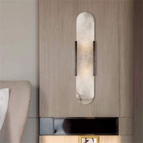 img 4 attached to 🔆 Contemporary Marble Frosted Glass Wall Mount Lighting: NIUYAO Wall Light Sconce Lamp - Black Border for Indoor Decoration