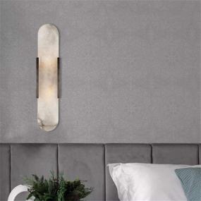 img 1 attached to 🔆 Contemporary Marble Frosted Glass Wall Mount Lighting: NIUYAO Wall Light Sconce Lamp - Black Border for Indoor Decoration