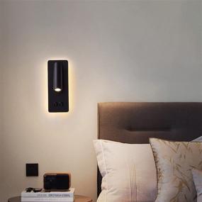 img 1 attached to 📚 Enhance Bedtime Reading with LED Bedside Reading Wall Lights: Adjustable Plug-in Cord, Backlight Headboard, and Surface Mount Book Lamps in Black - 3W+6W, 3000K