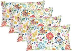 img 4 attached to 🌸 Set of 4 Bedlifes Queen Size Microfiber Pillowcases - Soft, Breathable, Silky, Wrinkle-Free - 4 Pack with Spring Floral Design