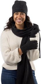 img 1 attached to Fishers Finery Cashmere Cable Knit Hat Glove Scarf Set for Women with Gift Box - Pure Luxury!