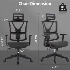 img 2 attached to 🪑 CINNIC Ergonomic Office Chair: Adjustable Mesh Desk Chair with 3D Armrest, Lumbar Support, and Swivel Gaming Executive Design (Black)