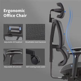 img 3 attached to 🪑 CINNIC Ergonomic Office Chair: Adjustable Mesh Desk Chair with 3D Armrest, Lumbar Support, and Swivel Gaming Executive Design (Black)