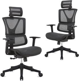 img 4 attached to 🪑 CINNIC Ergonomic Office Chair: Adjustable Mesh Desk Chair with 3D Armrest, Lumbar Support, and Swivel Gaming Executive Design (Black)