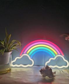 img 4 attached to 🌈 Vibrant Rainbow Neon Signs: LED Wall Décor for Bedroom | Handmade Acrylic Advertising Sign | USB Operated Night Light for Home Bar, Shop, and Pub Decoration