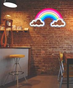 img 3 attached to 🌈 Vibrant Rainbow Neon Signs: LED Wall Décor for Bedroom | Handmade Acrylic Advertising Sign | USB Operated Night Light for Home Bar, Shop, and Pub Decoration