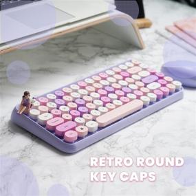 img 1 attached to Perixx PERIDUO-713PP Wireless Mini Keyboard And Mouse Combo - Retro Round Key Caps - Pastel Purple - US English Layout (PD-713PPUS-11953)