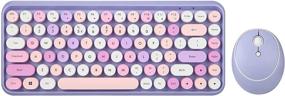 img 4 attached to Perixx PERIDUO-713PP Wireless Mini Keyboard And Mouse Combo - Retro Round Key Caps - Pastel Purple - US English Layout (PD-713PPUS-11953)