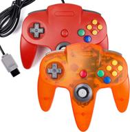 🎮 kiwitatá n64 controller 2-pack: classic wired 64-bit n64 game pad joystick for n64 console - red & clear orange logo