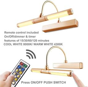 img 1 attached to 🌟 LUXSWAY Wireless Picture Light: Battery Operated, Remote Control, Dimmable Art Display Light in Orange Gold