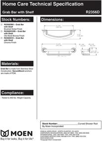 img 1 attached to 🛁 Moen LR2356DCH Home Care 16-Inch Screw-in Curved Bath Safety Grab Bar with Shelf, Chrome - Enhanced for SEO