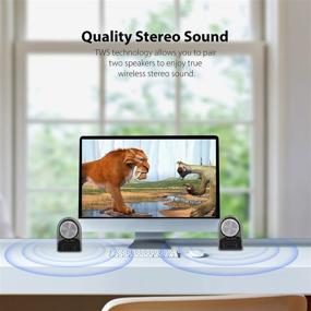 img 2 attached to Пара портативных беспроводных Bluetooth-динамиков с защитой от воды IPX4 и функцией беспроводного стерео-сопряжения, динамическая аудиосистема Bluetooth, мощный звук и басы 12 Вт, AUX-вход, ударопрочный чехол для переноски.