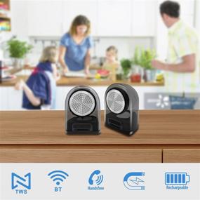 img 3 attached to Пара портативных беспроводных Bluetooth-динамиков с защитой от воды IPX4 и функцией беспроводного стерео-сопряжения, динамическая аудиосистема Bluetooth, мощный звук и басы 12 Вт, AUX-вход, ударопрочный чехол для переноски.