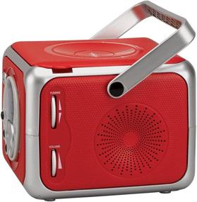 img 3 attached to 🎵 Jensen CD-555 Red CD Bluetooth Boombox: Портативная музыкальная система с CD-плеером, FM-радио и Aux-in - Лимитированное издание