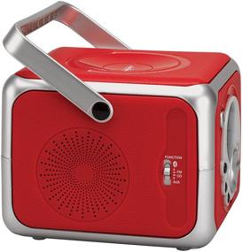 img 2 attached to 🎵 Jensen CD-555 Red CD Bluetooth Boombox: Портативная музыкальная система с CD-плеером, FM-радио и Aux-in - Лимитированное издание