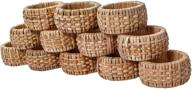 🍽️ alpha living home set of 12 rattan napkin rings - bulk napkin holders for party decor, dining table, everyday and family gatherings - great tabletop décor - natural logo