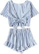 sweatyrocks womens striped ruffle shorts women's clothing and jumpsuits, rompers & overalls logo