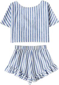 img 3 attached to SweatyRocks Womens Striped Ruffle Shorts Women's Clothing and Jumpsuits, Rompers & Overalls