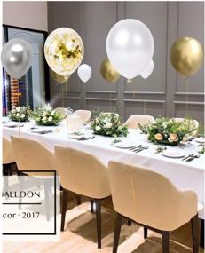 img 1 attached to 🎉 50pcs 12 inch Gold Confetti White Silver Balloons - Ideal for Wedding, Engagement, Birthday, Graduation Party Supplies