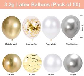 img 3 attached to 🎉 50pcs 12 inch Gold Confetti White Silver Balloons - Ideal for Wedding, Engagement, Birthday, Graduation Party Supplies