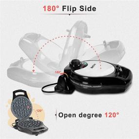 img 2 attached to 🧇 Metine Electric Belgian Waffle Irons with Nonstick Ceramics Coating - Makes 4 Waffles in Minutes, 180 ° Flip Side & Indicator Lights, 900W