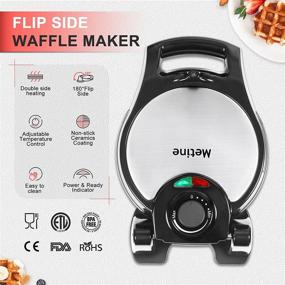 img 3 attached to 🧇 Metine Electric Belgian Waffle Irons with Nonstick Ceramics Coating - Makes 4 Waffles in Minutes, 180 ° Flip Side & Indicator Lights, 900W