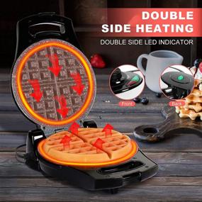 img 1 attached to 🧇 Metine Electric Belgian Waffle Irons with Nonstick Ceramics Coating - Makes 4 Waffles in Minutes, 180 ° Flip Side & Indicator Lights, 900W